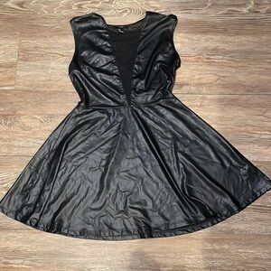 Black Faux Leather Mini Dress Size Large
